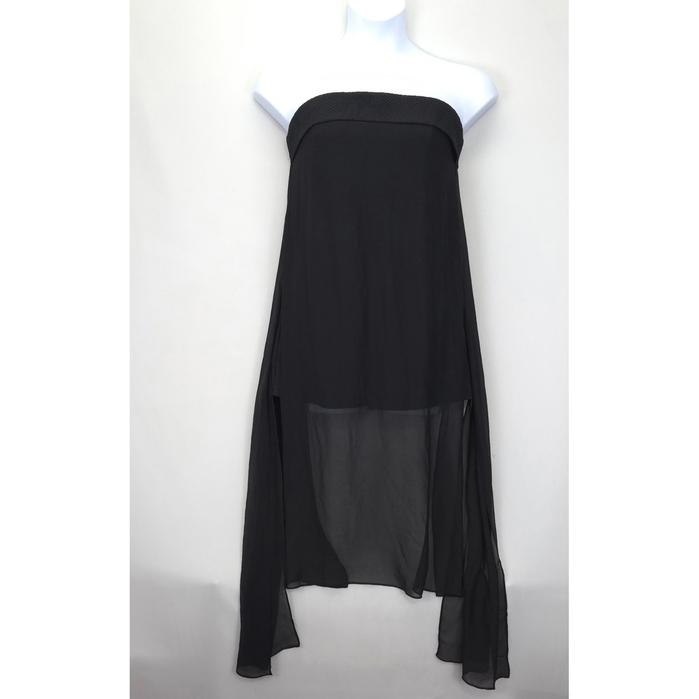 Dance&Marvel Black Strapless Romper Overlay High Low Party Club Jumpsuit Women M
